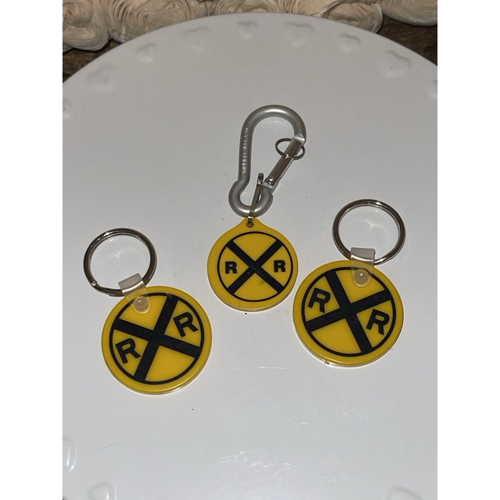 Vintage RR RAILROAD CROSSING Keychain OPERATION LIFESAVER Key Ring Bundle Of 3